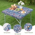 thumbnail image 4 of Blue Paisley and Floral Pattern Square Fitted Tablecloth with Elastic Edge,Square Table Cover,Washable Elastic Table Cover for Home Kitchen Party Decor 34"x34", 4 of 6