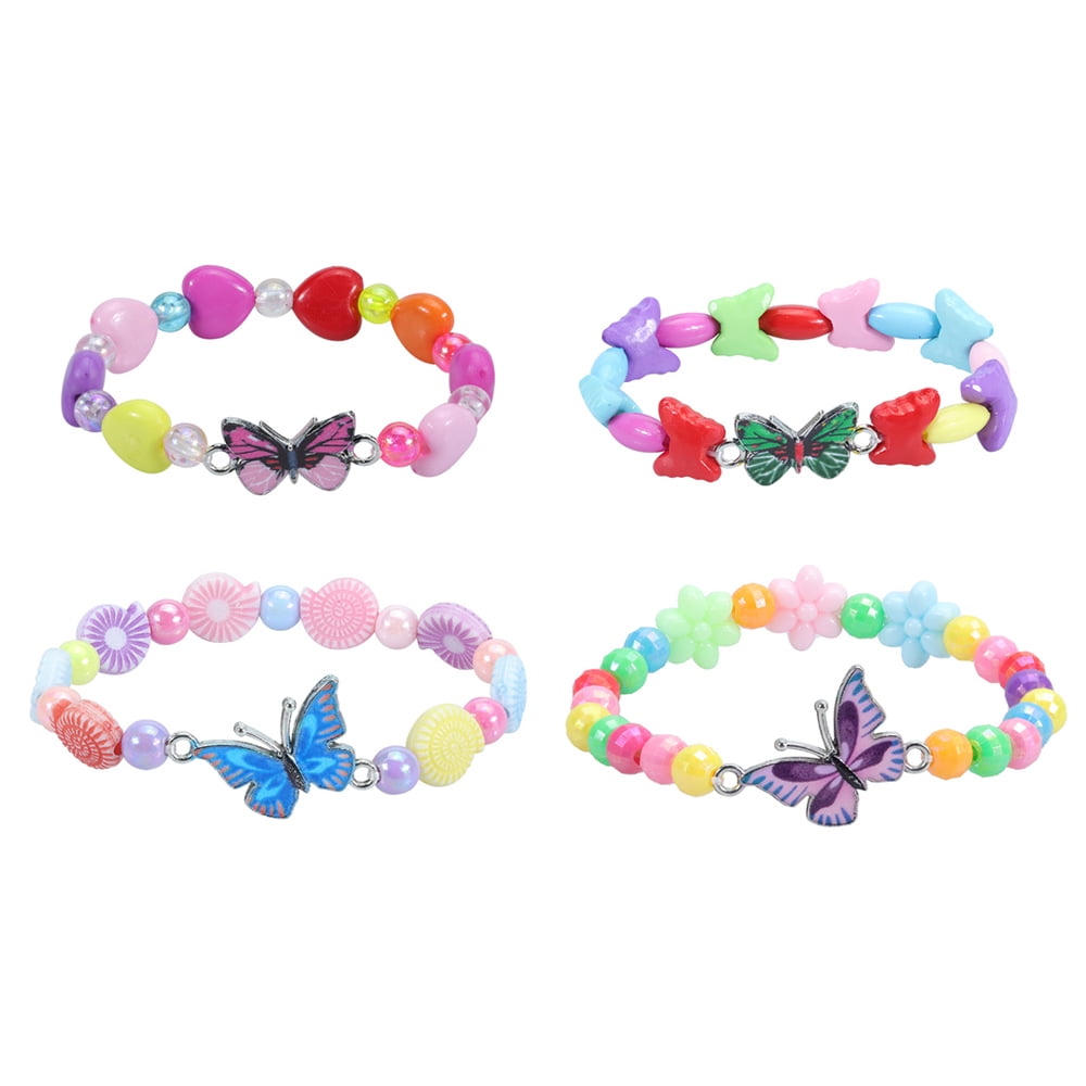 Beaded Bracelets for Kids, Little Girl Plastic Bracelets, Flower