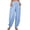 Blue, variant on Women's Linen Harem Pants with Pockets | Loose Fit Wide Leg Elastic Waist Cropped Pants, Lightweight Breathable, Lounge & Casual Summer Trousers White S