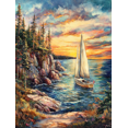 thumbnail image 1 of Sunset Sailboat Coastal Canvas Art Print， Suitable for Living Room， Bedroom， Office， Yacht Club， and Coastal Home Decor, 1 of 8