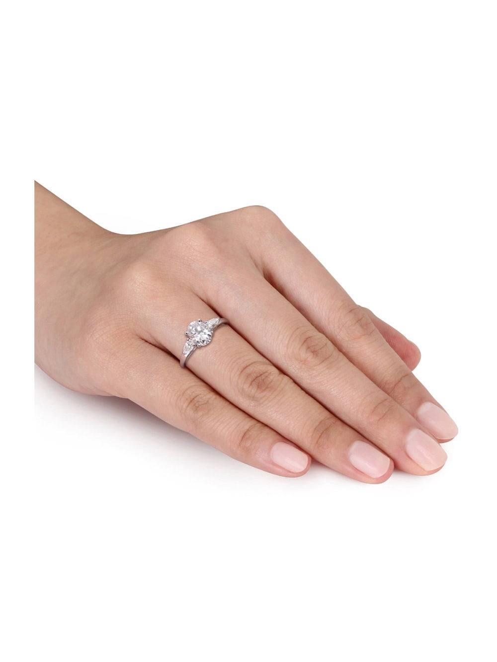 1.75 Carat (Ctw) Lab-Created Three-Stone Moissanite Engagement Ring in Sterling Silver for Women