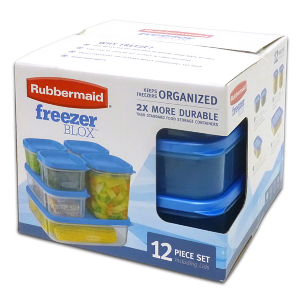 Rubbermaid Freezer Blox 12 Piece Food Storage Set Clear Blue