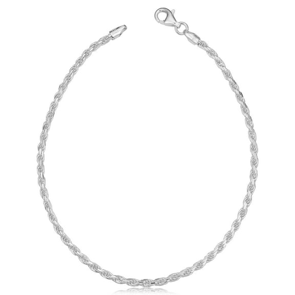 KoolJewelry 925 Sterling Silver Diamond-cut Rope Chain Bracelet (2.3 mm, 8.5 inch)