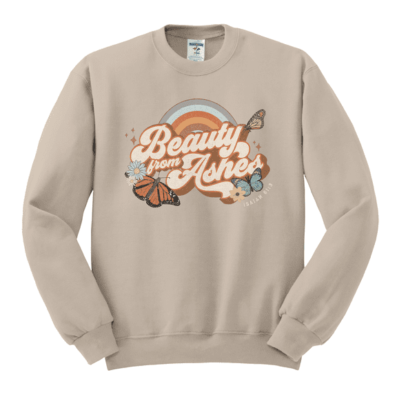 Beauty from Ashes Isaiah 61:3 Unisex Faith-Inspired Sweatshirt – Sandstone