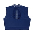 thumbnail image 5 of Aislor Kids Girls Sleeveless Shiny Rhinestone Lyrical Jazz Modern Ballet Dance Crop Tank Tops Shirt Dancewear Navy Blue 6, 5 of 7