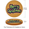thumbnail image 3 of Christmas 6PCS Round Microfiber Leather Coasters Set, 11x11 cm/4.3x4.3 in Absorbent Drink Mats for Home, Kitchen, and Office - and Easy to Clean Table Coasters, 3 of 6