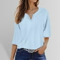 thumbnail image 2 of Ladies' Fashionable Solid Color V Neck Three Quarter Sleeve Shirt Top, 2 of 5