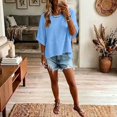 thumbnail image 5 of Endives Women's Short Sleeve T-shirt Solid Color Bell Sleeve T Shirt Summer Top Casual Crewneck Half Sleeve Tee Loose Basic Top T Shirts for Women M, 5 of 5