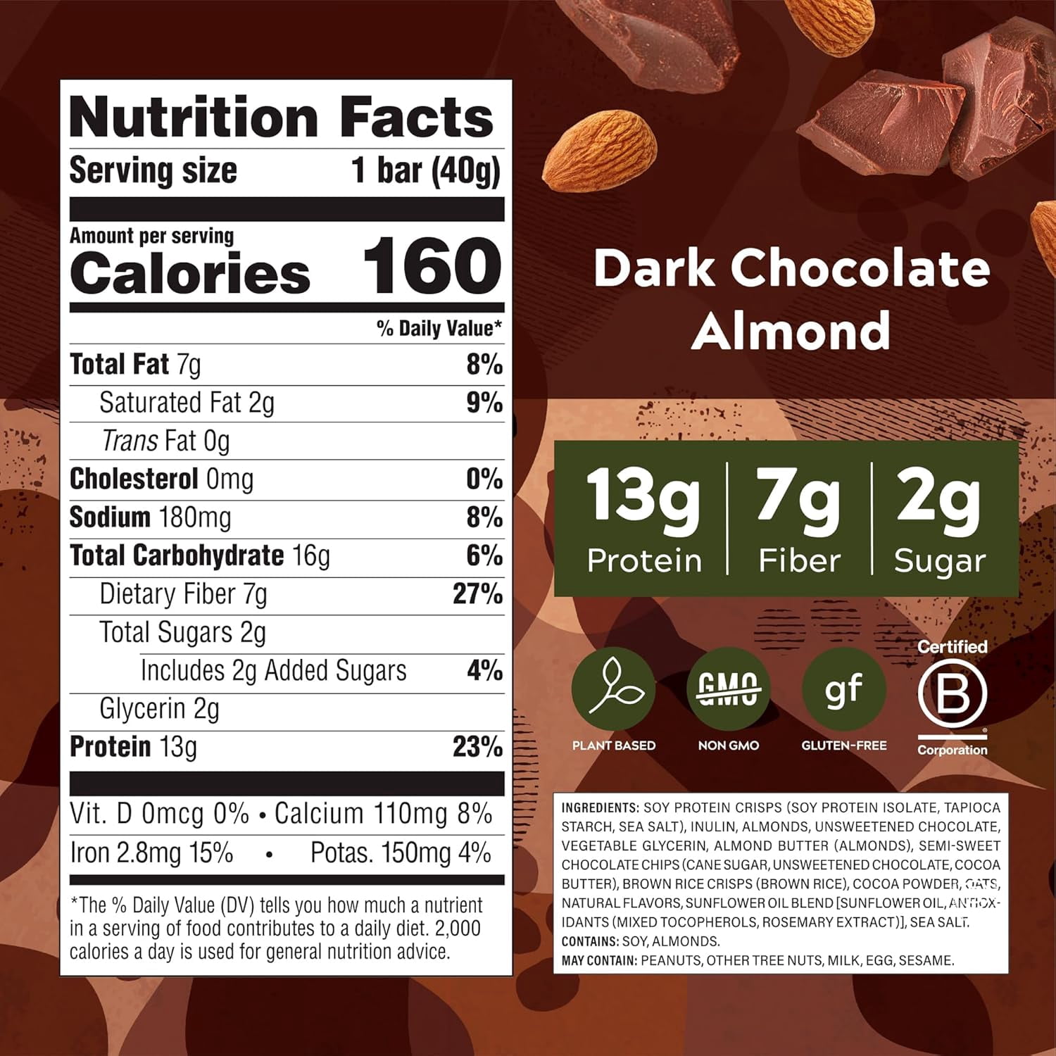 (Pack of 6) SimplyProtein Dark Chocolate Almond Bar Snack 4-Pack 5.64 Oz
