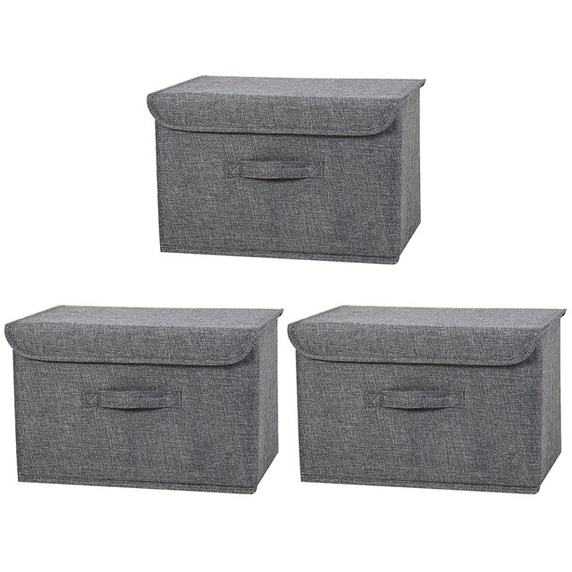 Contenedor de almacenamiento plegable a prueba de polvo, con tapa y asa, para armario doméstico, 3 uds.