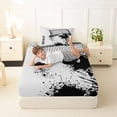 thumbnail image 4 of Erosebridal Sport Ice Hockey Boy Twin Sheet Sets 3pcs,Black White Watercolor Splash Bedding, 4 of 5