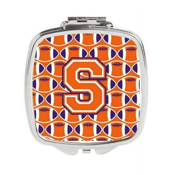 Carolines Treasures Letter S Football Orange - White & Regalia Compact Mirror