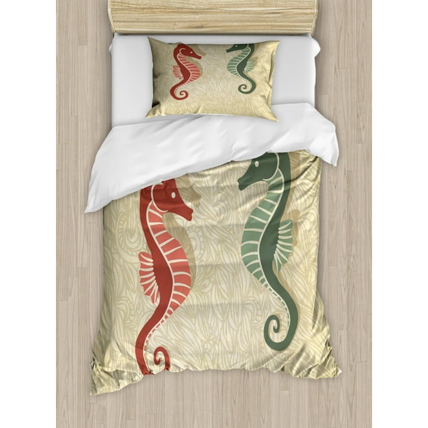 Seahorses Nautical Duvet Cover Set Graphic Colorful Beach C Reef Vintage Design Print Decorative Bedding With Pillow Shams Sand Brown Forest Green Red By Ambesonne Com - Colorful Seahorse Bedding Seahorses Nautical Duvet Cover Set Graphic Colorful Beach C Reef Vintage Design Print Decorative Bedding With Pillow Shams Sand Brown Forest Green Red By Ambesonne Com - Colorful Seahorse Bedding