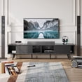 thumbnail image 2 of Pinmoco centro de entretenimiento para TV de 75 pulgadas mueble bajo con almacenamiento y gestión de cables, color ceniza negro, 2 of 8