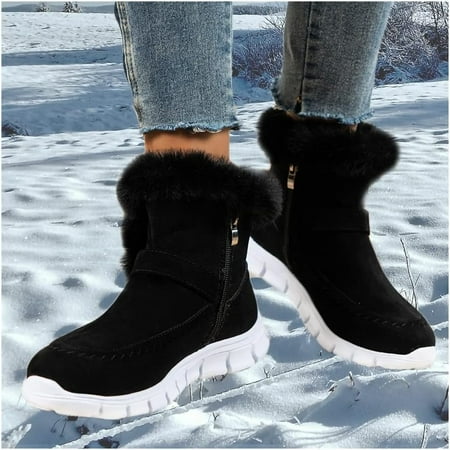 

Warm Ankle Boots Outdoor Booties Casual Plush Warm Winter Shoes Women Boots Fashion Women Thick Snow Boots