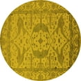 thumbnail image 1 of Ahgly Company Machine Washable Indoor Round Oriental Yellow Industrial Area Rugs, 8' Round, 1 of 4