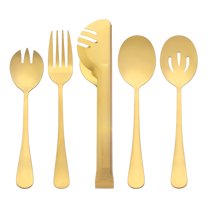 Unique Bargains Stainless Steel Flatware Cutlery Set for Kitchen Gold 10 Pcs