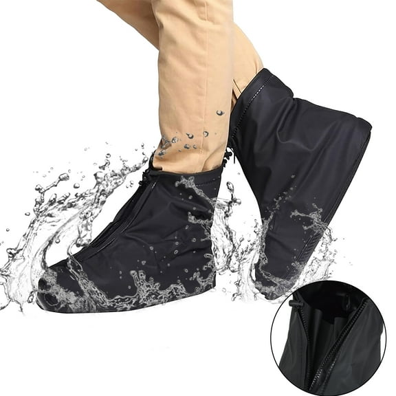 DIDADI Waterproof Rain Boot, Reusable Overshoes with Zipper Non-Slip Washable Rain Snow Resistant with Adjustable Strap for Men Women Kids