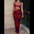 thumbnail image 4 of Conjunto de 2 Piezas para Mujer, Sexy, , de Verano, con Top Fruncido y Espalda Descubierta, y Falda con Aberturas, Vestido de Noche. Rojo S, 4 of 7