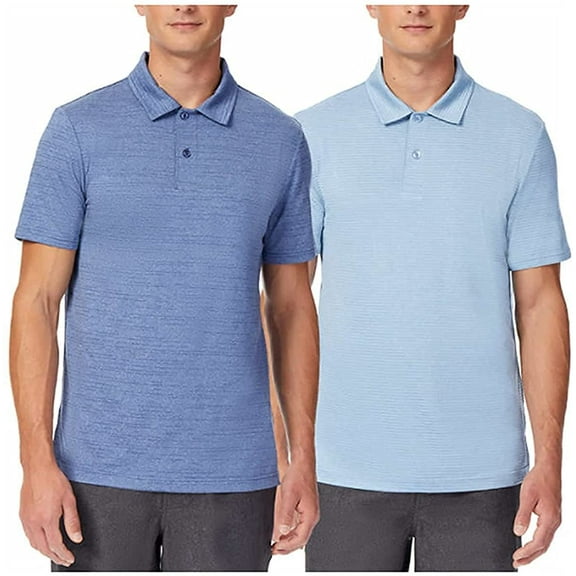 32 DEGREES Mens Polo, 2-Pack Bold Blue Haze SD/HT Powder Blue, Medium
