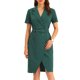 thumbnail image 1 of Vestido de mujer de verano 2023 de manga corta con solapa con muescas y cuello en V con doble botonadura y cinturón para trabajo y oficina Verde Oscuro XS, 1 of 6