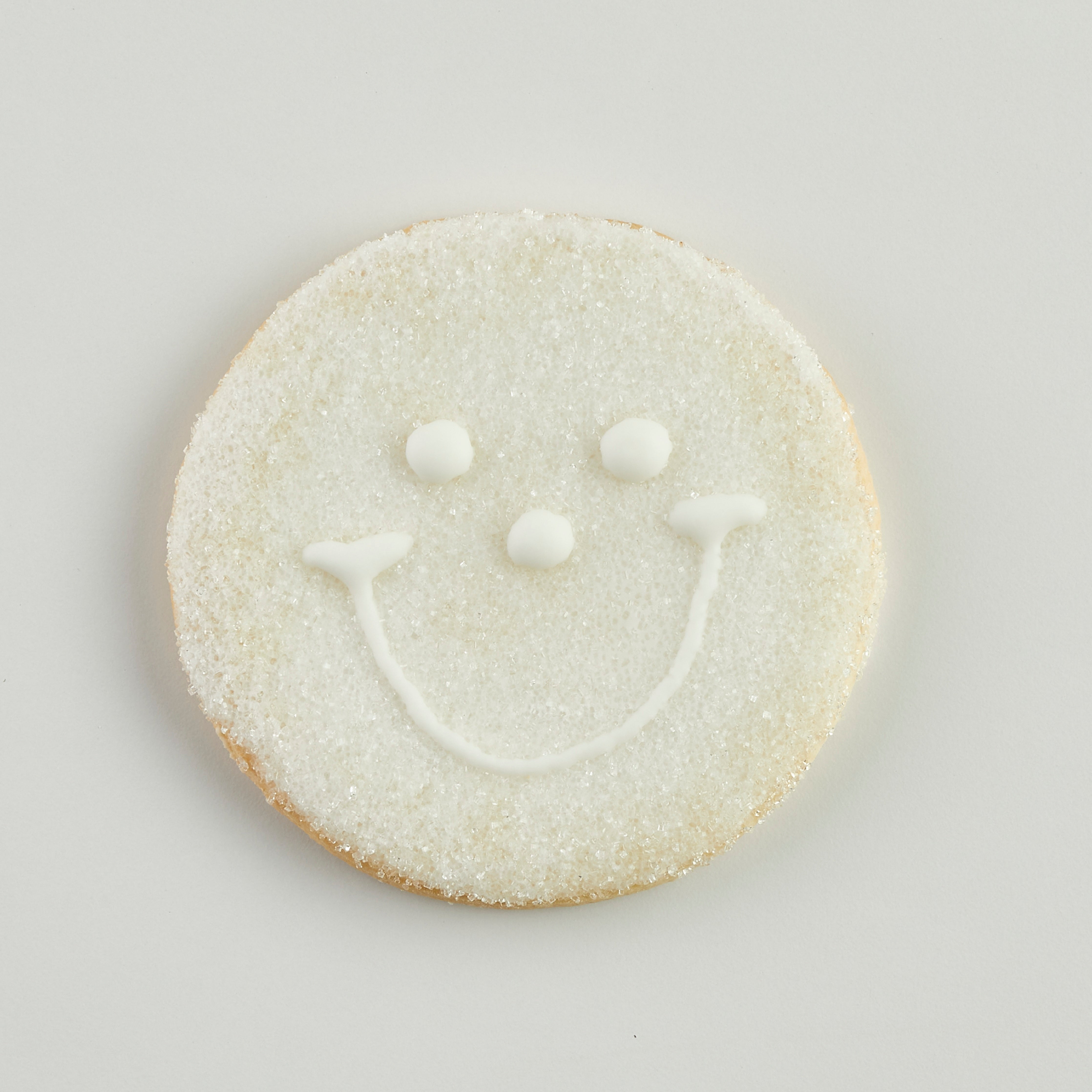 24-Pack White Sparkling Smiley Cookies - Nut Free, Kosher, Individually Wrapped Sugar Cookies