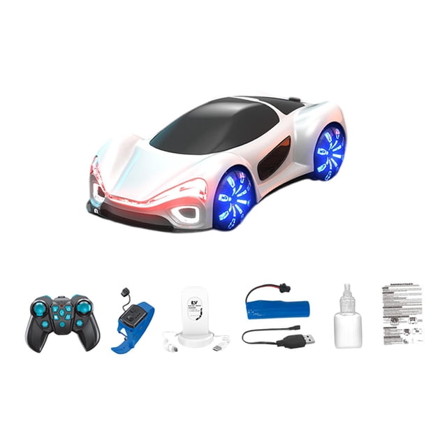 Coche de carreras deportivo con acrobacias RC, coche de carreras con doble efecto de rociado, coche de juguete RC para aficionados, vehículo clásico C blanca