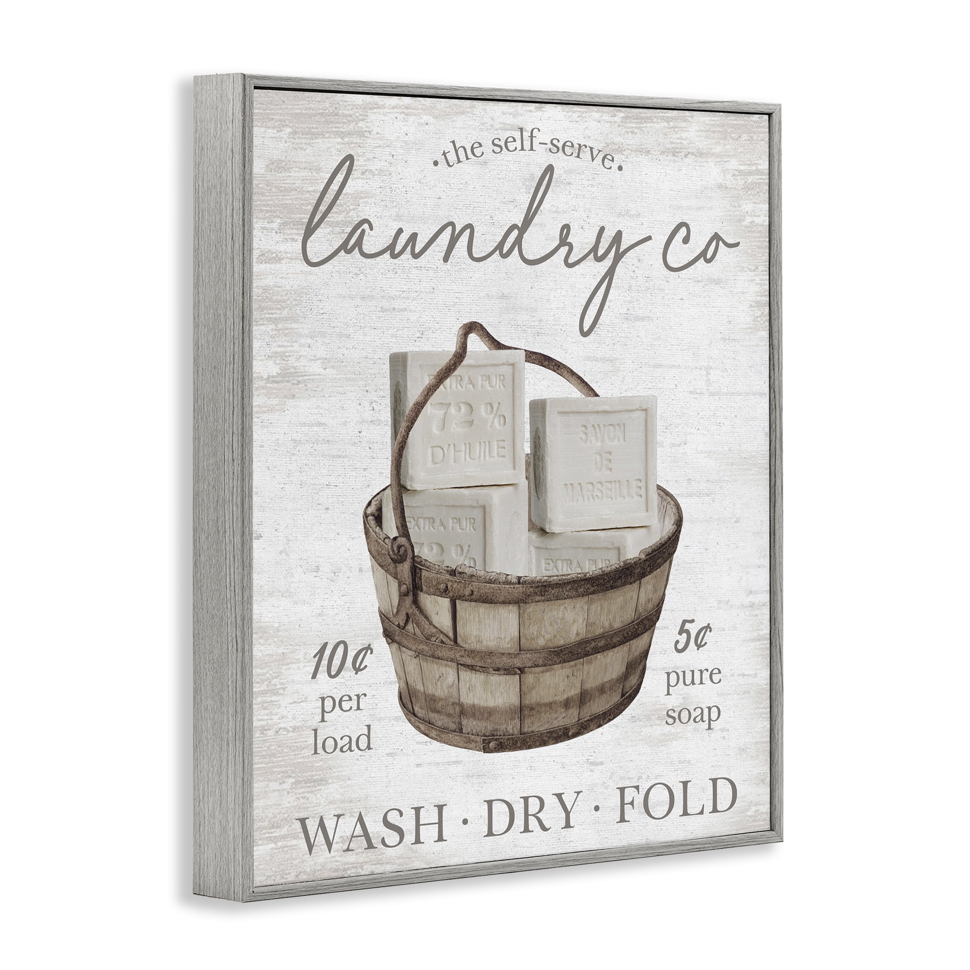 Stupell Industries Vintage Laundry Co Typography Painting Gray Framed Art Print Wall Art, 24 x 30