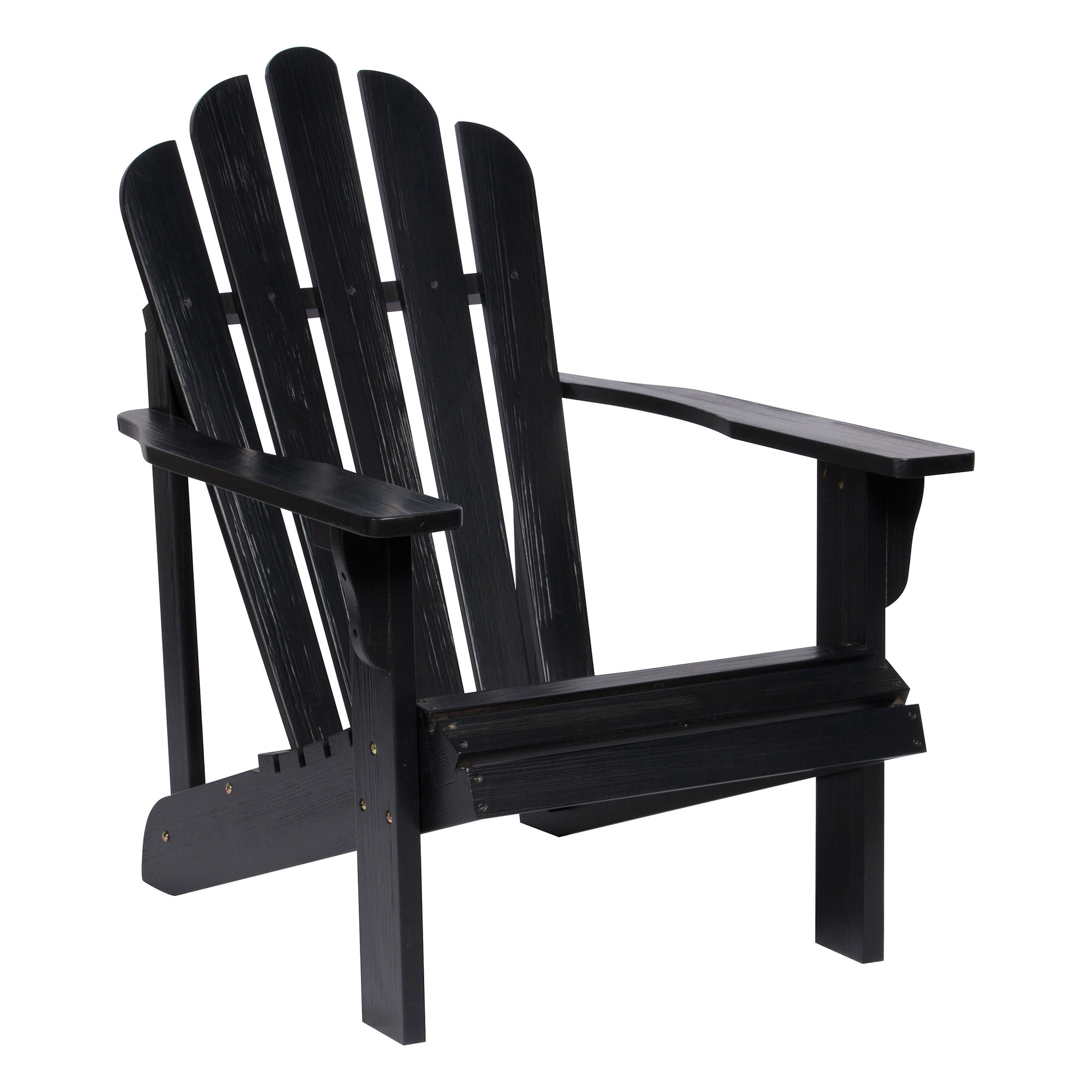 Shine Company Traditional Cedar Wood Patio Porch Adirondack Chair in Black