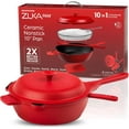 thumbnail image 4 of ZUKA Ceramic Pan by Granitestone, 10" Ceramic Deep Frying Pan Set with Steamer, Large Saute Pan with Lid, Everyday Pan Skillet, Non Toxic Pans for Cooking, Nonstick, Induction Oven & Dishwasher Safe, 4 of 8