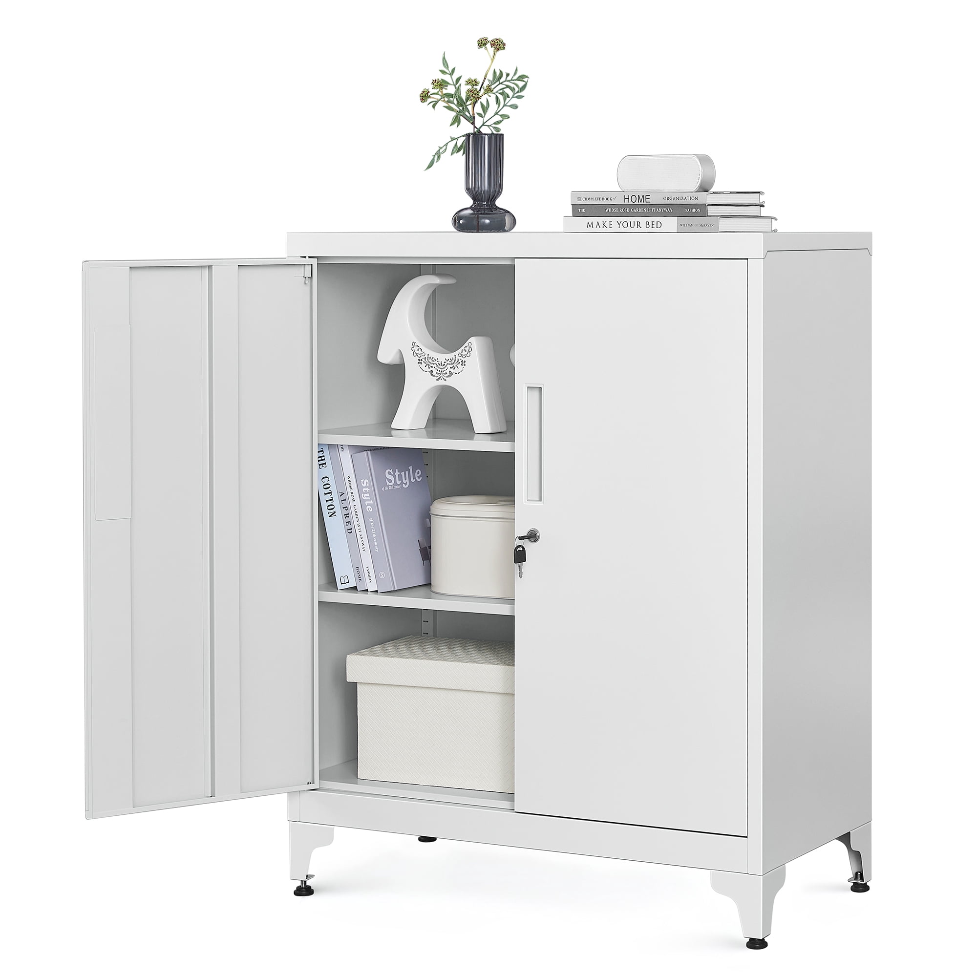 SONGMICS Garage Cabinet, Metal Storage Cabinet with Doors and Shelves, Office Cabinet for Home Office, Garage and Utility Room