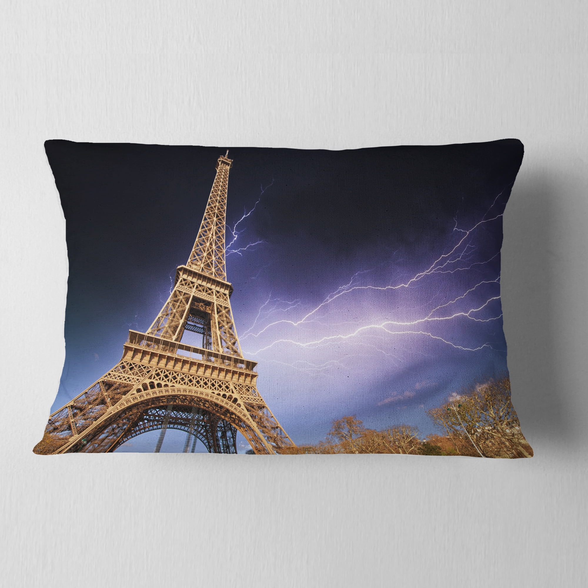Designart 12" x 20" Blue Polyester Throw Pillow