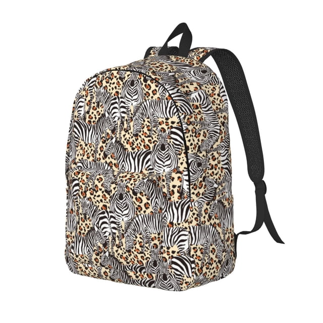Saiise Zebra Print Laptop Backpack - Adjustable Shoulder Straps, Water-Resistant, Large Capacity, Stylish Design, Unisex for School, Office, Travel-Small