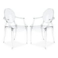 thumbnail image 2 of Aron Living 18.5" Durable Seat Plastic Crystal Armchairs in Clear (Set of 2), 2 of 2
