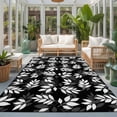 thumbnail image 2 of Area Rugs 5'x7', White Leaves Carpet Runner Indoor Outdoor Rugs Home Decor Aesthetic, Black Vintage Spring Botanical Leaf Plants Non Slip Mats Washable Accent Rug for Living Room Bedroom, 2 of 8