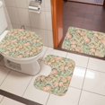 thumbnail image 4 of Pink Rose Bath Mat 3 Piece Bathroom Rug Set, Romantic Botanical Floral Flowers Leaves Non Slip Bath Rug Contour Mat and Toilet Lid Cover, Absorbent Shower Mats Soft Bath Rugs and Mats Sets, 4 of 8