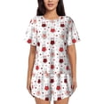 thumbnail image 1 of Balery cute cat hearts Conjunto de Pijama para Mujer con Estampado, Dos Piezas de Manga Corta y Shorts, Ropa de Dormir Suave con Cuello Redondo y Bolsillos-Large, 1 of 6