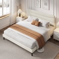 thumbnail image 3 of Bed Frame with Headboard,Upholstered Platform Bed with Wood Slats Support, No Box Spring Needed, Easy Assembly, Noise Free, Beige Velvet, 3 of 10