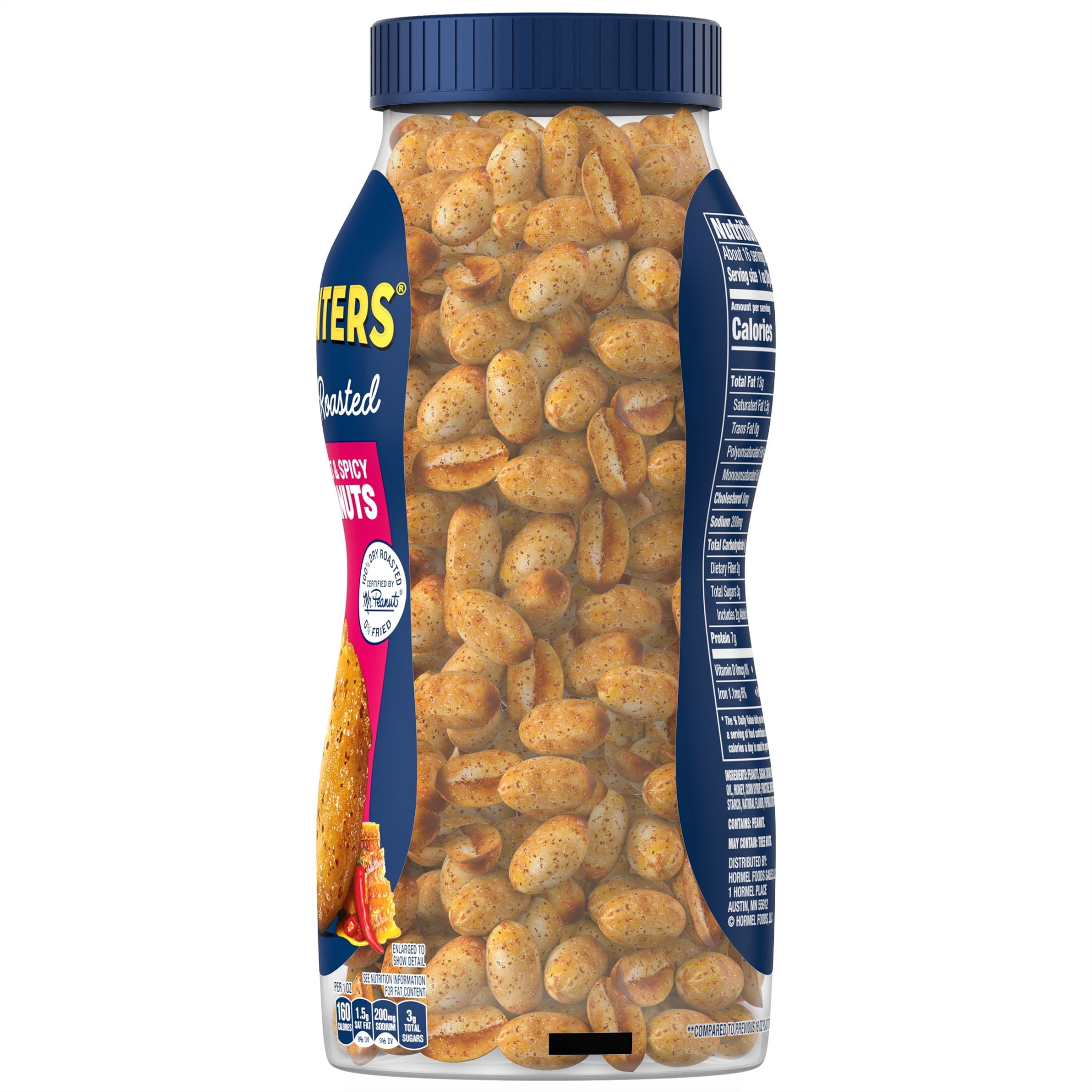 PLANTERS Sweet and Spicy Peanuts, Party Snacks, Plant-Based Protein, 16 oz Plastic Jar