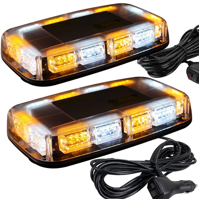 ASPL 2pcs 48LED Roof Top Strobe Lights, High Visibility Emergency Safety Warning LED Mini Strobe Light bar with Magnetic Base for
