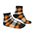 thumbnail image 3 of Bingfone Orange Plaid Design Patterned Men'S Women'S Casual Cotton Socks, 3 of 9