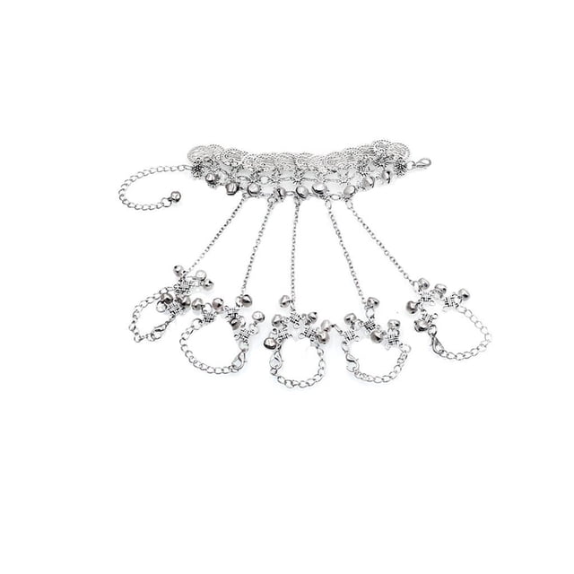 Vintage Boho Mujeres Bell Esclavo Cadena Mano Arnés Anillos de Sunnimix Pulsera