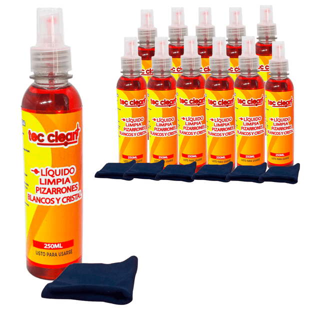 Liquido Limpia Pizarrones Tec Clean 250ML 12 piezas