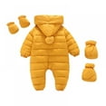 thumbnail image 2 of Baby Winter Snowsuit Fleece Lined Romper Pointed Hooded Coat with Mittens Shoes 0-24M, 2 of 8