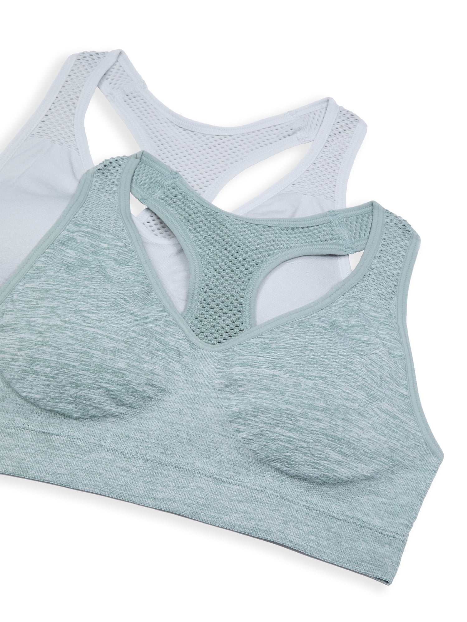 Wonder Nation Girls' Seamless Racerback Recycled Sports Bra, 2-Pack, Sizes XS-XXL