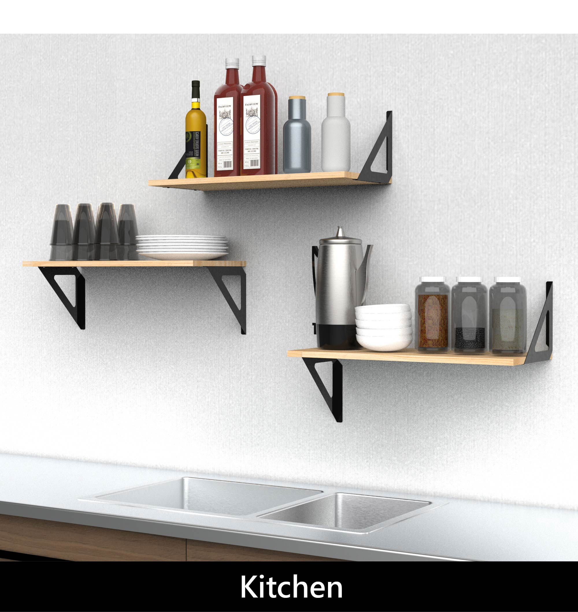 Hyper Tough 10 in. x 23 5/8 in. Natural Laminated Wood Shelf Kit