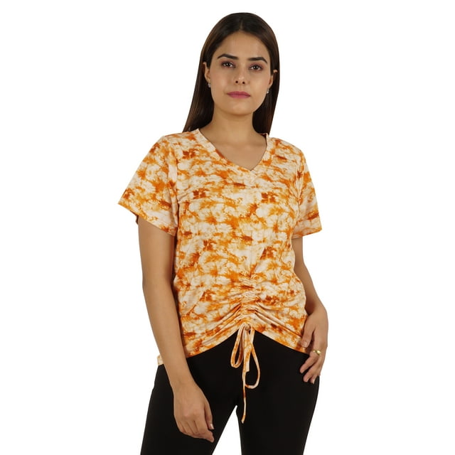 Moomaya Tee-Shirt Décontracté à Manches Courtes pour Femmes, Col en V