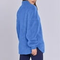 thumbnail image 5 of Women'S Plush Half Zip Stand Collar Sweatshirt Comfortable Pullover Long Sleeve Top Autumn and Winter Blue M, 5 of 9