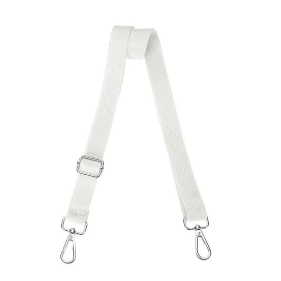 Shoulder Strap 2.5cm Wide Crossbody Strap, White, Silver Buckle