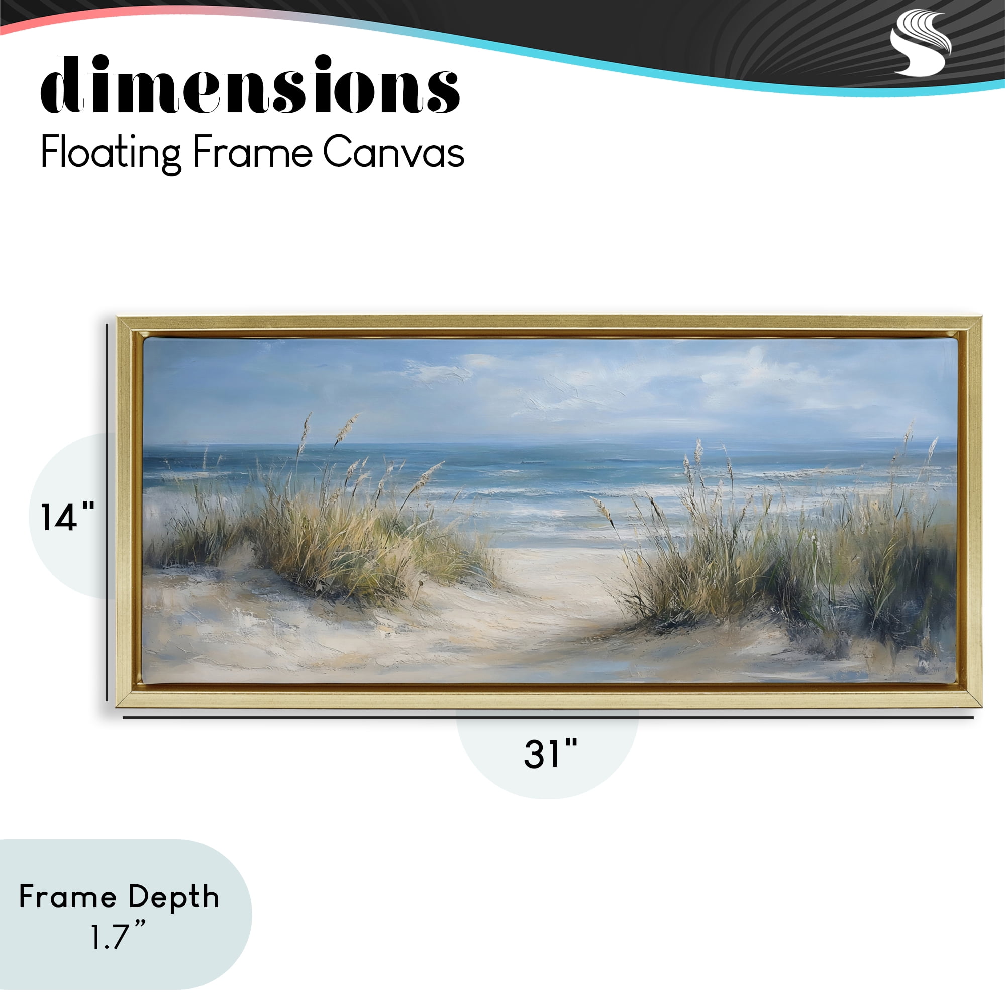 Stupell Industries Coastal Peace Dunes Gold Framed Floater Canvas Wall Art, design by LSR Design Studio